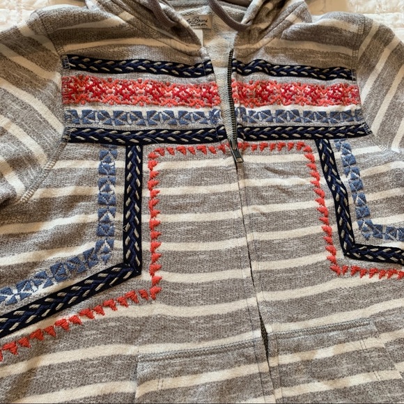 Lucky Brand Super Soft Striped Embroidered Hoodie - Picture 3 of 9